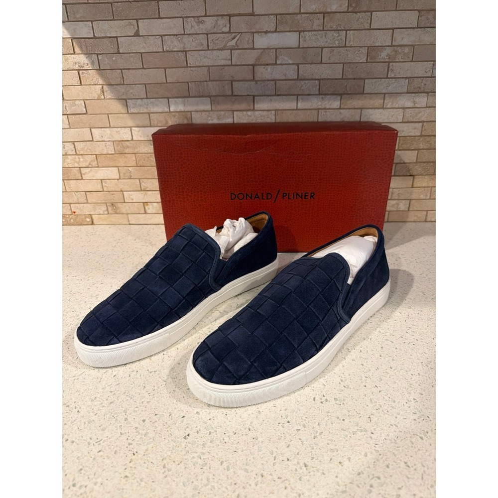Donald Pliner Albin 23 Navy Sport Suede Slip On Sneakers Men's Size 11 Nib‎